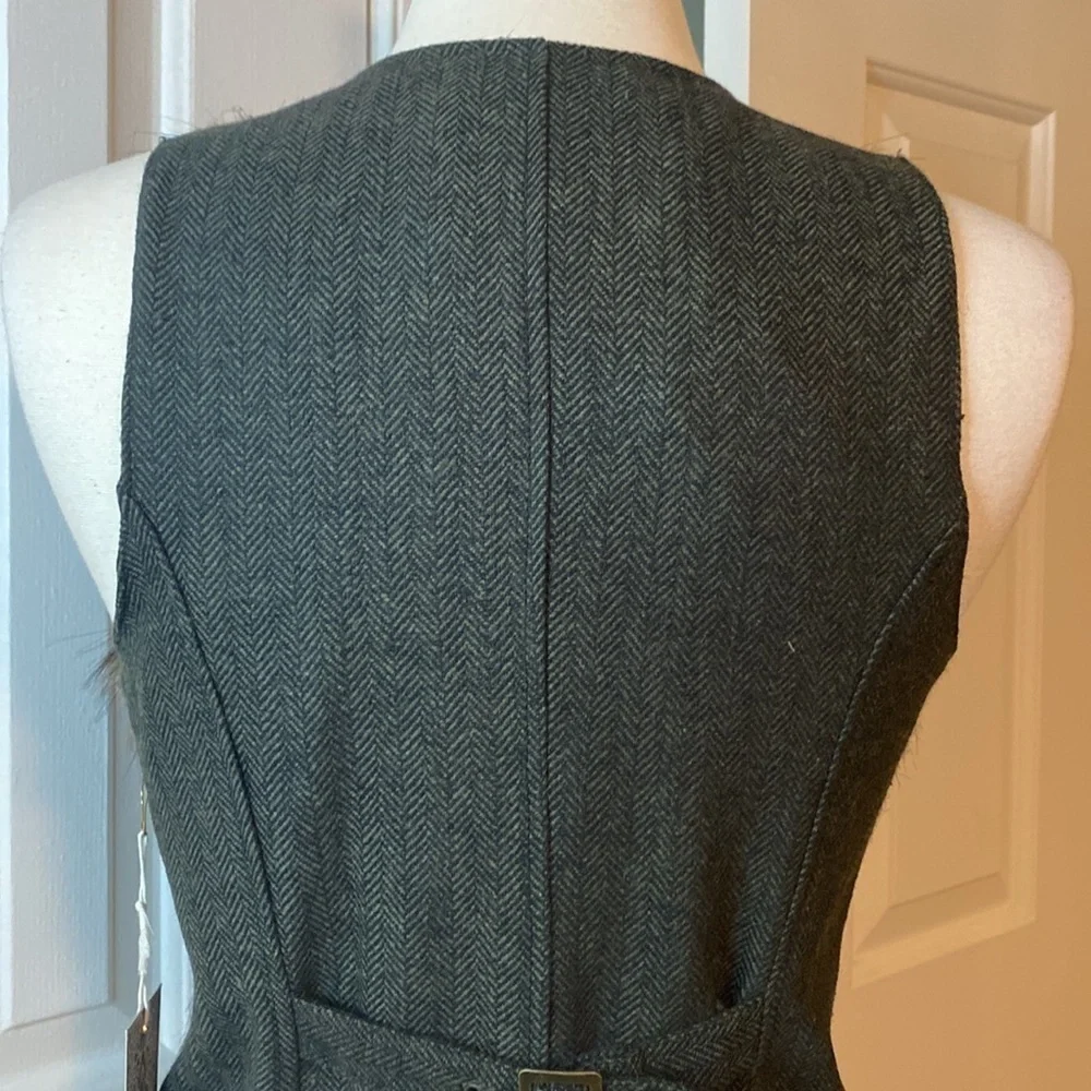 NWT Casual Faux Fur & Tweed 3 Button Vest Size Small